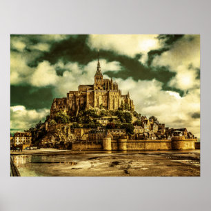Affiche Le Mont Saint Michel, France.