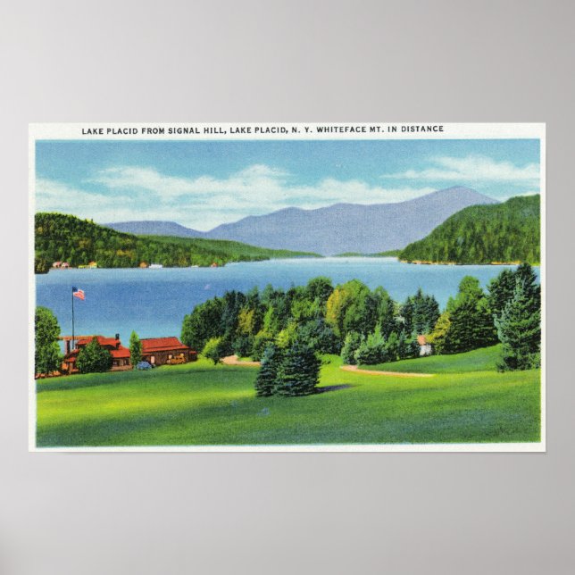 Affiche Le Mont Whiteface du lac à distance (Devant)