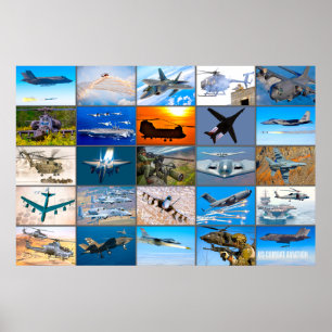 AFFICHE LE "MONTAGE" DE L'AVIATION AMÉRICAINE DE COMBAT