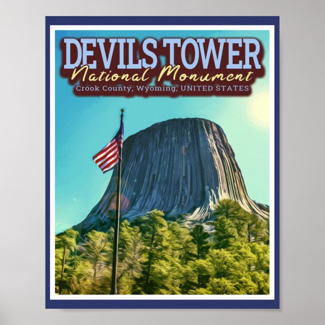 AFFICHE LE MONUMENT NATIONAL DE DEVILS TOWWER - WYOMING US (Devant)