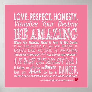 Affiche Le mur de Carrie du rose inspiré de citations de