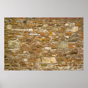 Affiche Le mur en pierre arrière - plan et texture. Haute