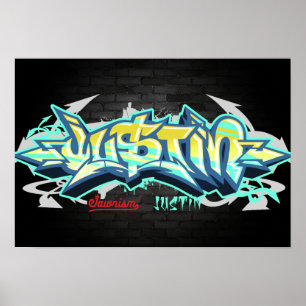 Affiche Le nom de Justin en graffiti