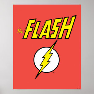 Affiche Le nom Flash et logo d'éclair