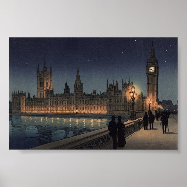 Affiche Le Palais de Westminster Gravure sur Bois Japonais (Devant)