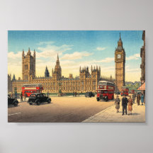 Le Palais de Westminster Gravure sur Bois Japonais