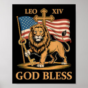 Affiche Le Pape du Vatican Leo Xiv - Dieu béni le Pape Leo