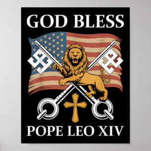 Affiche Le Pape du Vatican Leo Xiv - Dieu béni le Pape Leo