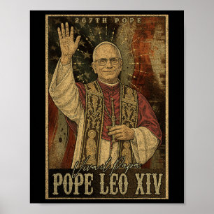 Affiche Le Pape Leo Xiv 14ème Pape Américain Drapeau Vin
