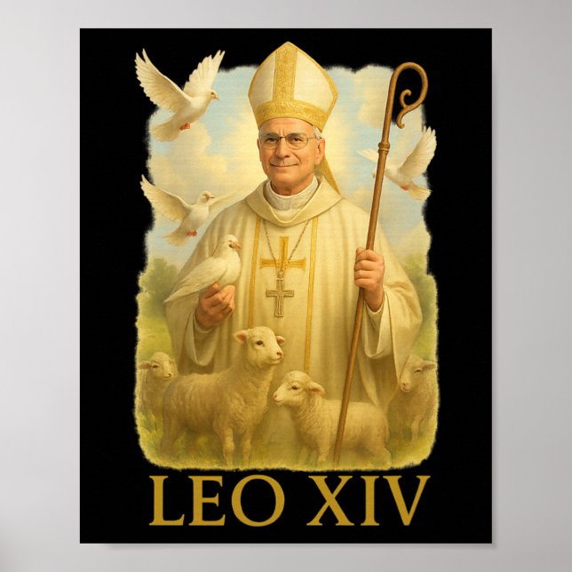 Affiche Le Pape Leo Xiv Doves - Christian Catholic Faith I (Devant)