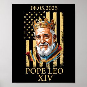 Affiche Le pape Leo Xiv, drapeau américain 2025 Le Vatican