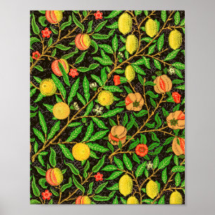 Affiche Le papier peint motif de fruits de William Morris