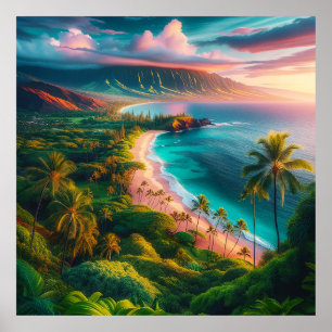 Affiche Le paradis tropical de l'île Hawaï de Maui