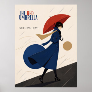 Affiche le parapluie rouge