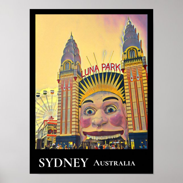 Affiche Le parc funpark Sydney Luna Park décoré de murs de (Devant)
