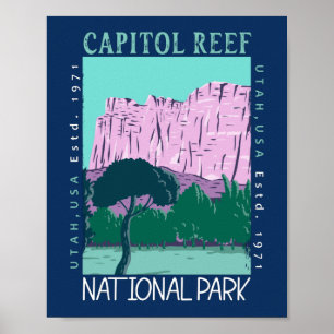 Affiche Le Parc National Capitol Reef Utah Distress Retro