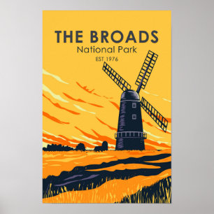 Affiche Le parc national des Broads Vintage Angleterre