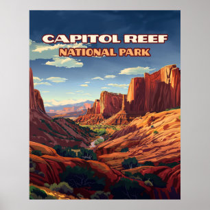Affiche Le Parc National du Capitol Reef Utah Désert Vinta