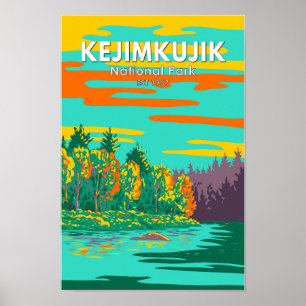 Affiche Le parc national Kejimkujik Brook Canada Rétro