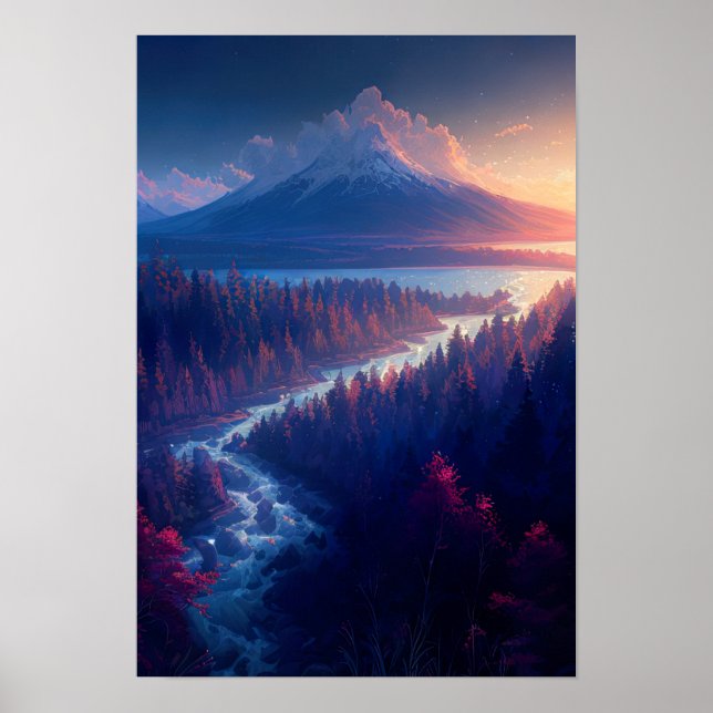 Affiche Le parcours de la rivière à travers la nature des  (Devant)