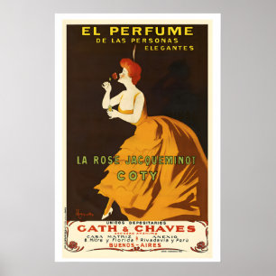 Affiche Le parfum... La Rose Jacqueminot Coty Vintage