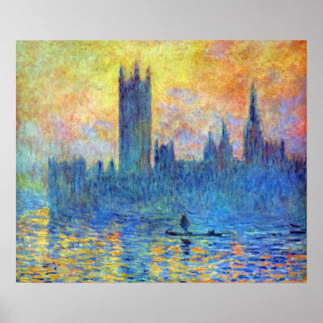 Affiche Le Parlement de Londres en hiver de Claude Monet (Devant)