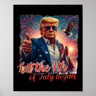 Affiche Le Patriotique Feu D'Oeuvre Trump Laisser Le 4 jui