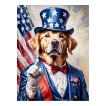 Le patriotique Golden Retriever dans l'Oncle Sam p