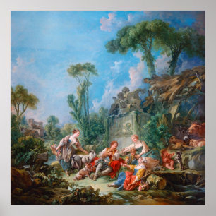 Affiche le paysage idyll rococo de francois boucher shephe