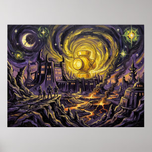 Affiche Le paysage nocturne étoilé de la planète Qward
