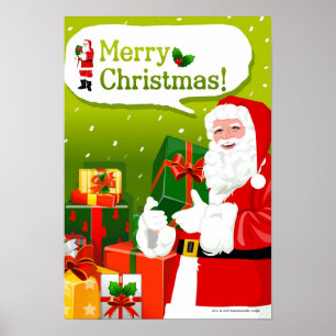 Affiche Le père noël avec des cadeaux