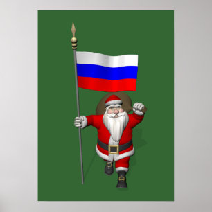 Affiche Le Père Noël Avec L'Ensigne De La Russie