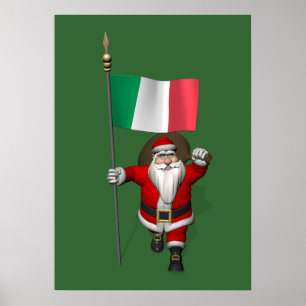 Affiche Le Père Noël Avec L'Ensigne D'Italie