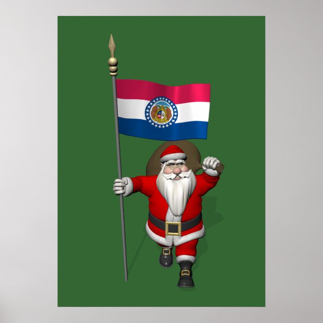 Affiche Le Père Noël Avec L'Ensigne Du Missouri (Devant)