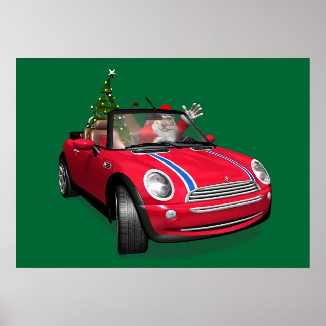Affiche Le Père Noël Conduit Une Mini (Devant)