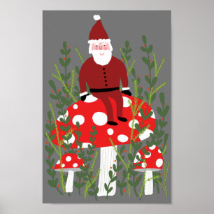Affiche Le Père Noël dans le champignon magique