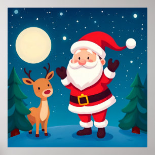 Affiche Le Père Noël dans une scène hivernale magique