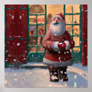 Affiche Le Père Noël devant la boutique de jouets AI Art