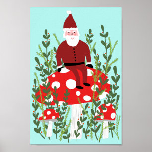 Affiche Le Père Noël sur le champignon magique