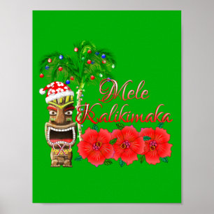 Affiche Le Père Noël Tiki Mele Kalikimaka