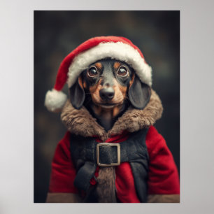 Affiche Le petit chien aidant de père Noël