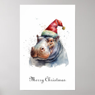 Affiche Le petit hippopotame du Père Noël, personnalisé