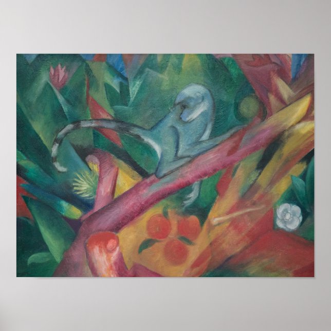 Affiche Le petit singe (1912) par Franz Marc (Devant)