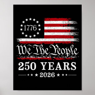 Affiche Le Peuple 250 Ans 1776 2026 Drapeau Américain