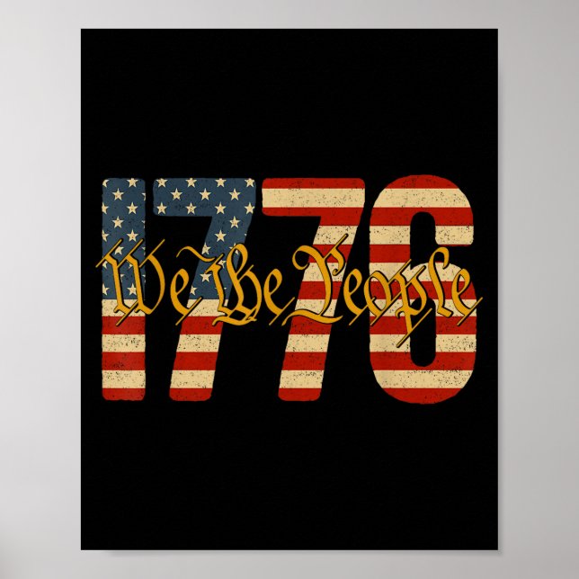 Affiche Le peuple drapeau américain vintage 1776 patriotiq (Devant)