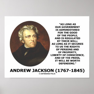 Affiche Le peuple du gouvernement Andrew Jackson va défend