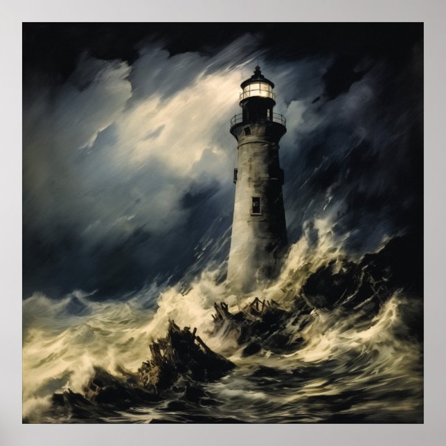 Affiche Le phare de Storm Fine Art (Devant)