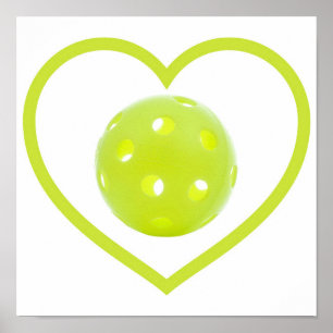 Affiche le pickleball aime le pickball jaune