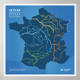 Affiche Le plan du réseau fluvial de France
