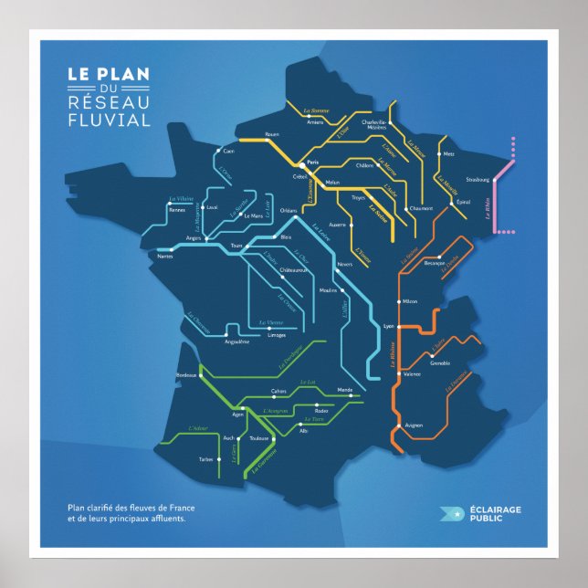 Affiche Le plan du réseau fluvial de France (Devant)